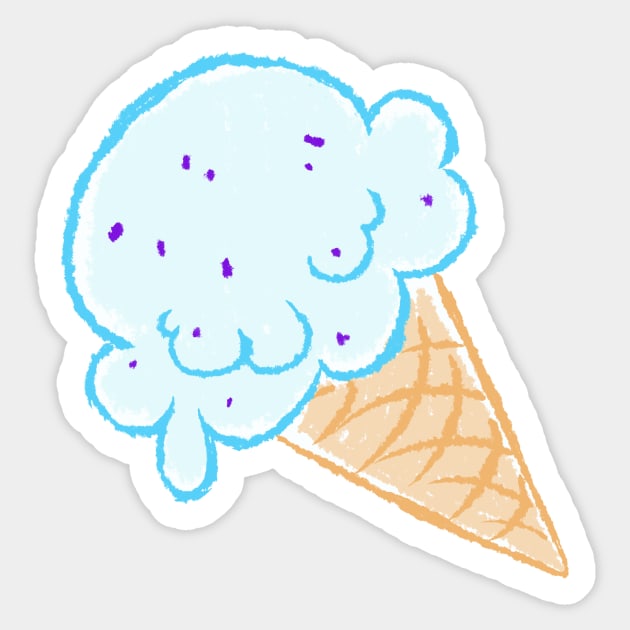 Minty Ice Cream - Cute Kawaii Summer Simple Crayon Doodle Art Sticker by BonBonBunny